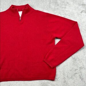 Vintage Charles‎ Keath M 100% Cashmere Red Half-Zip Sweater